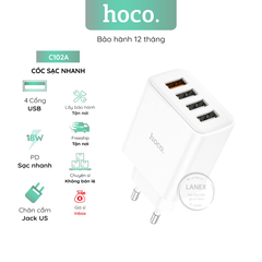 Cóc sạc nhanh 28.5w Hoco C102A đa năng 4 cổng usb QC3.0 chính hãng [BH 1 năm]