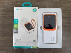 Pin sạc nhanh 66W DVIP DV-G32 20.000mAh có màn hình hiển thị % pin kèm 2 cáp liền thân, có móc treo [BH: 6 THÁNG]