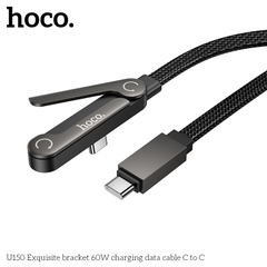 Cáp sạc 60W HOCO U150 2 đầu type c (Type C ra Type c; c-c) chân đế gập để đỡ điện thoại