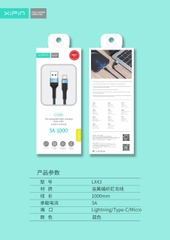Cáp sạc nhanh usb ra Type C 5A XPN43 dây dù chính hãng [BH 6 tháng]