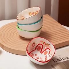 Combo 4 chén sứ vuông ăn dặm hình thú cho bé, chén gia vị siêu cute [BH: None]