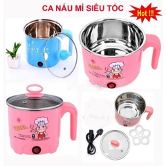 Ca nấu mì kiêm nồi lẩu siêu tốc mini có lồng hấp (nhựa) [BH: 1 Tuần ]