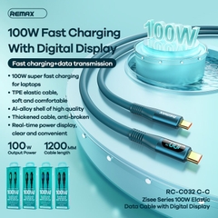 Cáp sạc nhanh 100w REMAX RC-C032 Type C ra Type C PD có màn hình led LCD báo dòng chính hãng (cáp 2 đầu type-c) [BH 1 Năm]