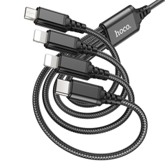 Cáp sạc nhanh 2A Hoco X76 4 đầu đa năng 4in1 2L ( 2ip+ 1 micro+ 1 type c)[BH: 1 năm]