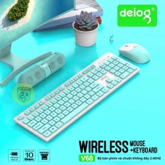 Combo bàn phím chuột không dây Dieog V68 (XANH/ HỒNG) chính hãng [BH: 1 NĂM]