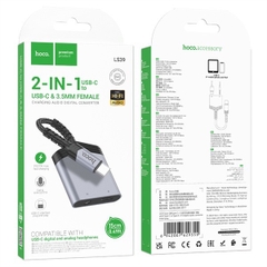 Cáp chuyển HOCO LS39 jack Type-C ra 3.5 + Type-c chính hãng [BH 1 năm]