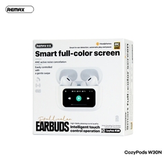 Tai nghe bluetooth REMAX COZYPODS W30N tai nghe mẫu airpods PRO2 có ANC+ENC kèm màn hình trên dock sạc [Bh 1 Năm]