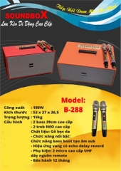 Loa kéo 2 tấc đôi Soundbox T-288 180w di động karaoke siêu hay bluetooth kèm 2 micro không dây [BH 1 năm]