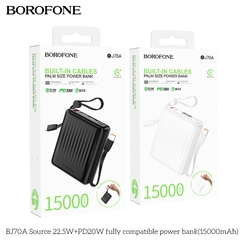Pin sạc nhanh 22.5w+PD20W BOROFONE BJ70A 15.000mAh sạc dự phòng kèm cáp liền pin chui Type C + chui iPhone có màn hình LED chính hãng [BH 1 năm]