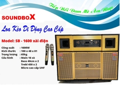 Loa kéo điện SoundBox SB-1600 2 bass 40 main liền vang 16 sò bluetooth kèm 2 micro không dây hát karaoke [BH 1 năm]