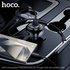 Bộ sạc nhanh 60W dây rút xe hơi Hoco NZ15 tẩu ô tô 2 cổng Type C + 1 cổng USB chính hãng  [BH 1 Năm]