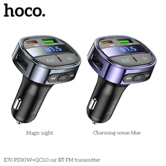 Tẩu Sạc ôtô Hoco E70 PD30W + QC3.0 Bluetooth V5.0, USB, Đài Fm, Có LCD chính hãng [ BH 1 NĂM]