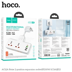 Ổ cắm điện đa năng HOCO AC12A PD30W 3 cổng USB + 1 cổng Type C cáp dài 8,5cm chính hãng [BH 1 NĂM]