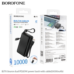 Pin sạc nhanh 20w BOROFONE BJ70 10.000mAh sạc dự phòng kèm cáp liền pin chui Type C + chui iPhone có màn hình LED chính hãng [BH 1 năm]