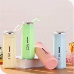 Bình đựng nước lõi thủy tinh vỏ nhựa NI-CE có quai cầm giữ nhiệt 400ml