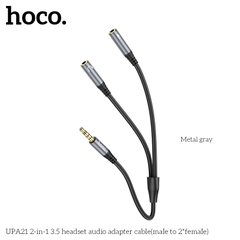 Cáp chuyển âm thanh HOCO UPA21 (1 đực thành 2 cái) đầu 3.5mm chính hãng [BH 1 năm]