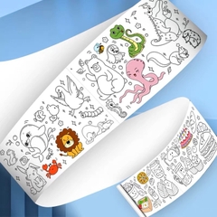 Tranh tô màu sticker cắt dán cuộn dài 3 mét cho bé