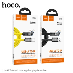 CÁP SẠC NHANH 2.4A HOCO U118 USB RA IPHONE ĐẦU XOAY 180 ĐỘ CÓ LED SIÊU ĐẸP [BH 1 NĂM]