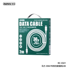 Cáp sạc nhanh 30w Remax RC-C021 (c-c 2m) 2 đầu type-c chính hãng [BH 1 năm]