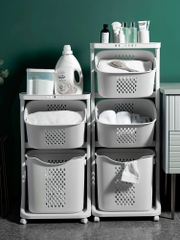 Kệ 4 tầng spa VN5567.3 có bánh xe, kệ nhựa đựng quần áo, đồ gia dụng, tả bỉm, đồ chơi 3 rổ tiện lợi