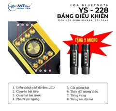 Loa bluetooth karaoke YOSD YS-228 HIFI DJ kèm 2 micro không dây có đèn led RGB siêu đẹp cực hay xách tay chính hãng, công suất 20W[BH 6 tháng]