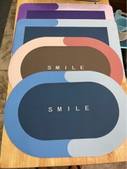 Thảm dậm chùi chân silicon SMILE hình OVAL/ CHỮ NHẬT TÙY LÔ để nhà bếp  phòng tắm siêu thấm hút nước