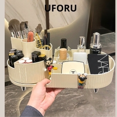 Kệ mỹ phẩm để bàn KIOTO 2 ngăn, 1 ngăn đứng 1 ngăn xoay 360 độ tiện lợi [BH: None]