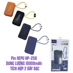 Sạc dự phòng nhanh 22.5W Hepu HP256 dung lượng 10.000mAh tích hợp 2 dây sạc [BH: 6 Tháng]