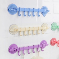 Móc treo quần áo, móc chìa khoá vật dụng hít tường đa năng 6 móc tiện lợi (chỉ màu hồng)