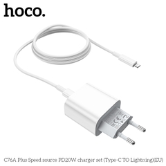 Bộ Sạc Nhanh 20W HOCO C76A Plus (c-l) Type C ra iPhone Lightning Chính Hãng [BH: 1 NĂM]