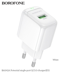 Cóc sạc nhanh 18W BOROFONE BAS42A (EU) (1 cổng USB) có báo đèn LED chính hãng [BH 1 năm]