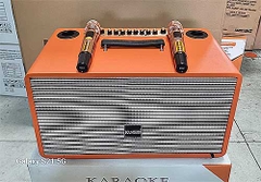 Loa bluetooth Karaoke xách tay SoundBox MK-284 8 củ loa bọc giả da siêu đẹp kèm 2 mic UHF chống hú