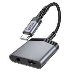 Cáp chuyển HOCO LS39 jack Type-C ra 3.5 + Type-c chính hãng [BH 1 năm]