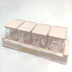 Khay nhựa đựng gia vị VN2329 4 hộp có nắp đậy và tay cầm [BH: NONE] 1l1d7