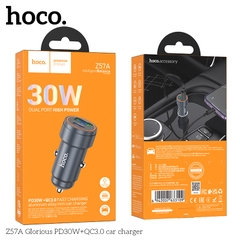 Cóc sạc nhanh xe hơi 30w HOCO Z57A (1 cổng USB, 1 cổng Type-c) chính hãng [BH 1 năm]