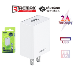 Cóc sạc nhanh Remax RP-U95 2A chính hãng chuẩn US 1 cổng usb [BH 1 năm]