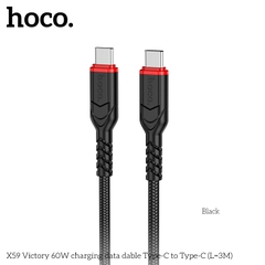 Cáp sạc nhanh 60W HOCO X59 (C-C 3M) (2 đầu Type-C ra Type-C 3 mét) chính hãng [BH: 1 NĂM]