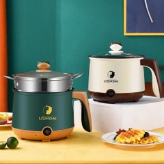 Nồi lẩu điện, ca nấu mì 2 tầng Shanban/ Mandeli về tùy lô 18cm kèm lồng hấp inox nhà bếp [BH 1 TUẦN]