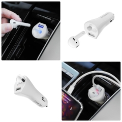 Cóc sạc xe hơi kiêm Tai nghe bluetooth BOROFONE BC23 Touareg có dock sạc ô tô 1 cổng usb sạc nhanh 2.4A [BH 6 tháng] / pktn sale