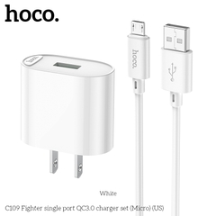 Bộ sạc nhanh 18w HOCO C109 (cáp usb ra micro samsung) QC3.0 chính hãng [BH 1 năm]