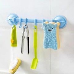 Móc treo quần áo, móc chìa khoá vật dụng hít tường đa năng 6 móc tiện lợi (chỉ màu hồng)