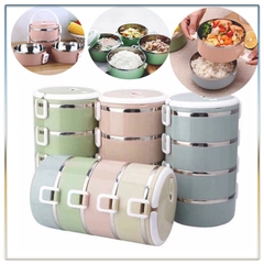 Hộp cơm giữ nhiệt 4 tầng lúa mạch cao cấp (cà men) [BH: NONE]