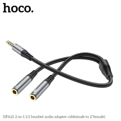 Cáp chuyển âm thanh HOCO UPA21 (1 đực thành 2 cái) đầu 3.5mm chính hãng [BH 1 năm]