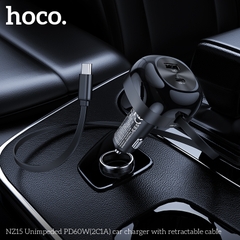 Bộ sạc nhanh 60W dây rút xe hơi Hoco NZ15 tẩu ô tô 2 cổng Type C + 1 cổng USB chính hãng  [BH 1 Năm]
