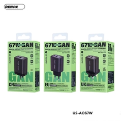 Cóc sạc nhanh 67W REMAX U2-AC67W CN 2 cổng (1 cổng Type PD 67W + 1 cổng USB QC3.0 30W) màn hình kỹ thuật số chính hãng [BH: 1 năm]