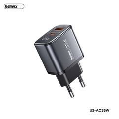 Cóc sạc nhanh 35W REMAX U2-AC35W CN 2 cổng (1 cổng Type PD 35W + 1 cổng USB QC3.0 30W) màn hình kỹ thuật số chính hãng [BH: 1 năm]