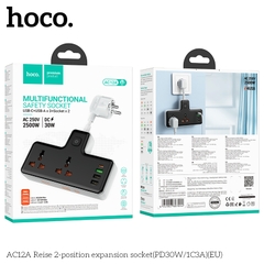 Ổ cắm điện đa năng HOCO AC12A PD30W 3 cổng USB + 1 cổng Type C cáp dài 8,5cm chính hãng [BH 1 NĂM]