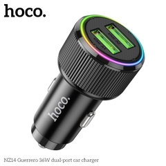 Cóc sạc nhanh 36W cho xe hơi Hoco NZ14 (2 cổng USB) đèn LED chính hãng [BH 1 năm]