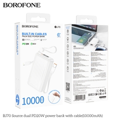Pin sạc nhanh 20w BOROFONE BJ70 10.000mAh sạc dự phòng kèm cáp liền pin chui Type C + chui iPhone có màn hình LED chính hãng [BH 1 năm]
