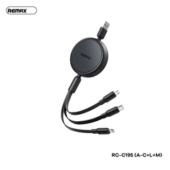 Cáp sạc nhanh 3 đầu REMAX RC-C195 3A dây rút dài 1M2 đa năng chính hãng [ BH 1 năm]